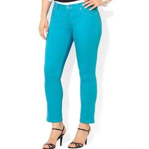 NWT LRL Premier Skinny Cropped Jeans 6 Aqua Hydro Blue